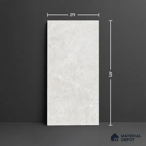 Marble Look TL 08499 Ritzy Bianco 4 ft x 2 ft Vitrified Glossy Finish - 8 mm | Random 4