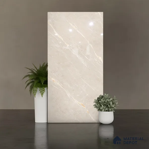Marble Look TL 08496 Jaffiro Beige Endless 4 ft x 2 ft Vitrified Glossy Finish - 8 mm | Random 4