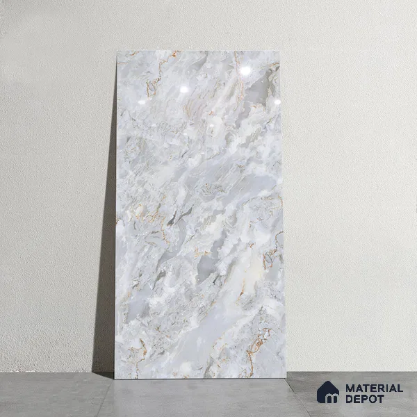 Marble Look TL 08495 Crevon Blue Endless 4 ft x 2 ft Vitrified Glossy Finish - 8 mm | Random 4