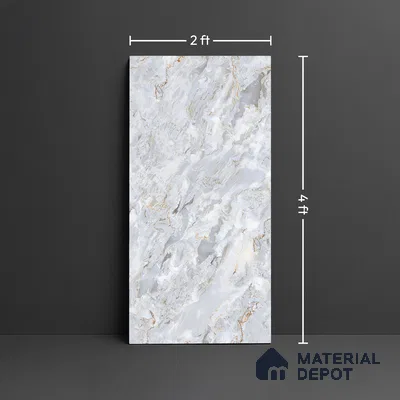Marble Look TL 08495 Crevon Blue Endless 4 ft x 2 ft Vitrified Glossy Finish - 8 mm | Random 4
