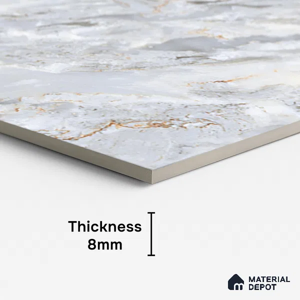 Marble Look TL 08495 Crevon Blue Endless 4 ft x 2 ft Vitrified Glossy Finish - 8 mm | Random 4