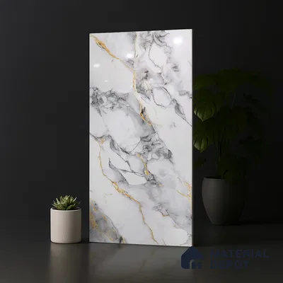 Marble Look TL 08520 Kawa Grey 4 ft x 2 ft Vitrified Glossy Finish - 8 mm | Random 3