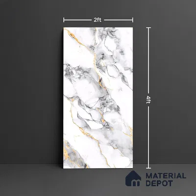 Marble Look TL 08520 Kawa Grey 4 ft x 2 ft Vitrified Glossy Finish - 8 mm | Random 3