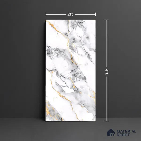 Marble Look TL 08520 Kawa Grey 4 ft x 2 ft Vitrified Glossy Finish - 8 mm | Random 3