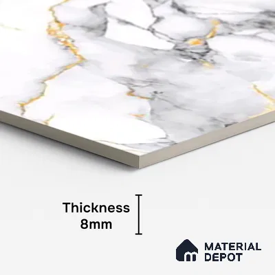 Marble Look TL 08520 Kawa Grey 4 ft x 2 ft Vitrified Glossy Finish - 8 mm | Random 3