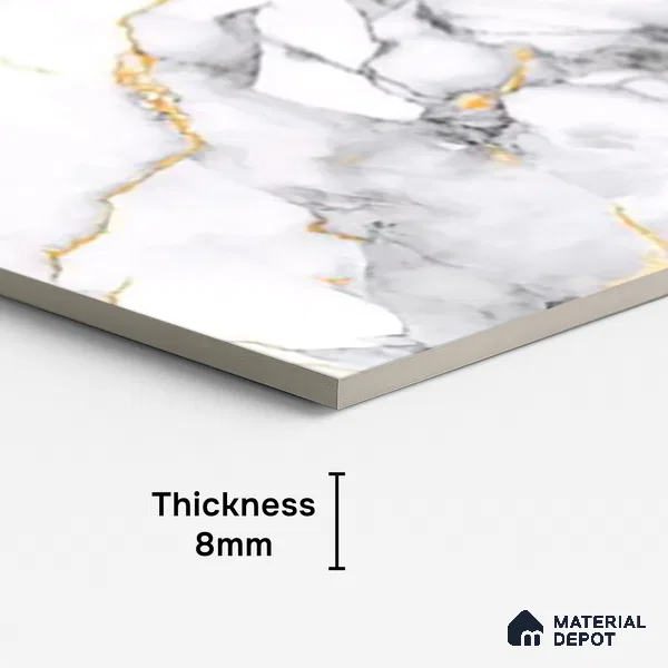 Marble Look TL 08520 Kawa Grey 4 ft x 2 ft Vitrified Glossy Finish - 8 mm | Random 3