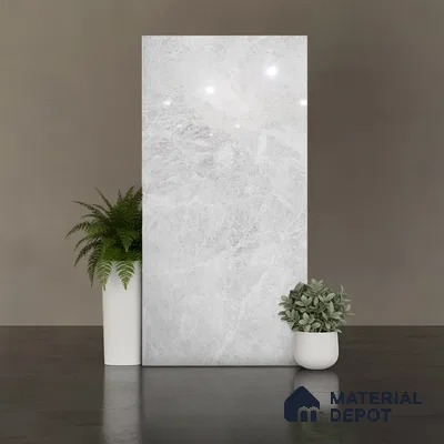 Marble Look TL 08498 B Logger White 4 ft x 2 ft Vitrified Glossy Finish - 8 mm | Random 7