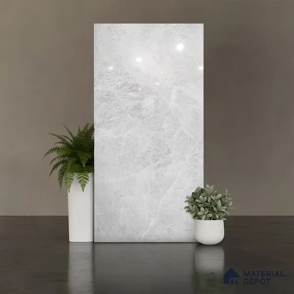 Marble Look TL 08498 B Logger White 4 ft x 2 ft Vitrified Glossy Finish - 8 mm | Random 7