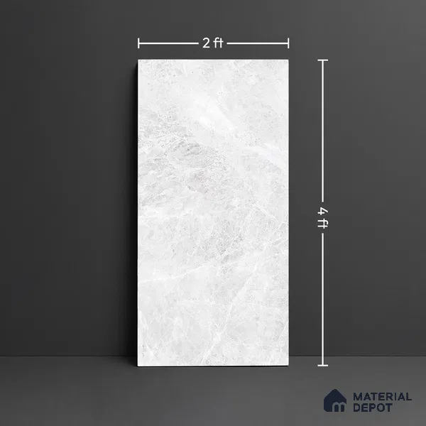 Marble Look TL 08498 B Logger White 4 ft x 2 ft Vitrified Glossy Finish - 8 mm | Random 7