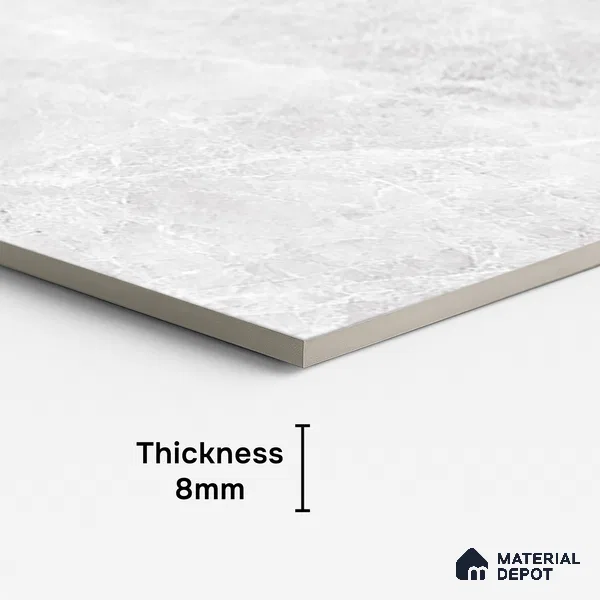Marble Look TL 08498 B Logger White 4 ft x 2 ft Vitrified Glossy Finish - 8 mm | Random 7