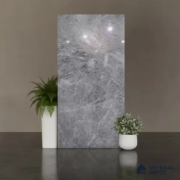 Marble Look TL 08498 Logger Gris 4 ft x 2 ft Vitrified Glossy Finish - 8 mm | Random 7