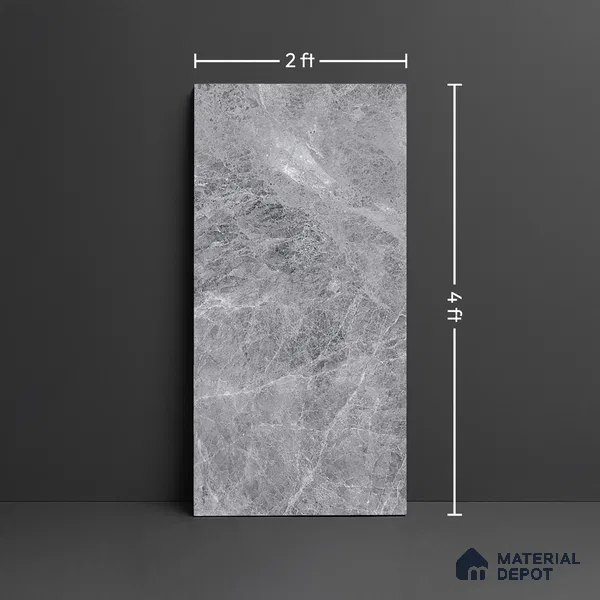 Marble Look TL 08498 Logger Gris 4 ft x 2 ft Vitrified Glossy Finish - 8 mm | Random 7