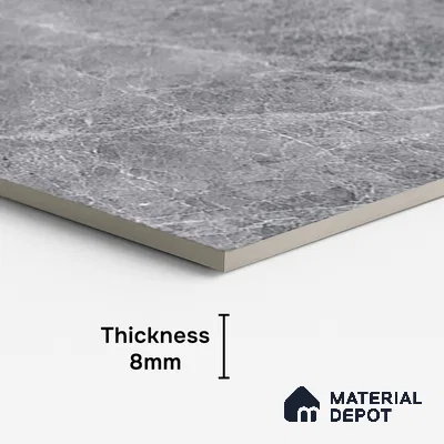 Marble Look TL 08498 Logger Gris 4 ft x 2 ft Vitrified Glossy Finish - 8 mm | Random 7