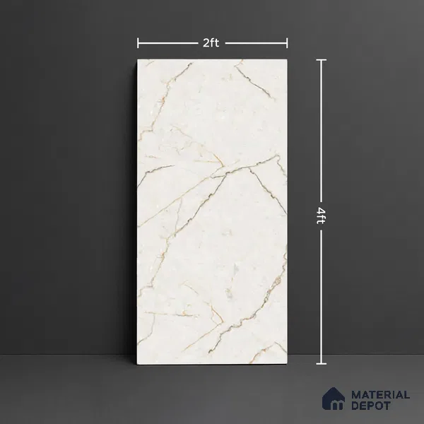 Marble Look TL 08521 Nayar Peach 4 ft x 2 ft Vitrified Glossy Finish - 8 mm | Random 3
