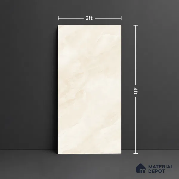 Marble Look Floor & Wall Tile TL 08132 Sajalin Crema 4 ft x 2 ft Vitrified Glossy Finish - 9 mm | Random 6