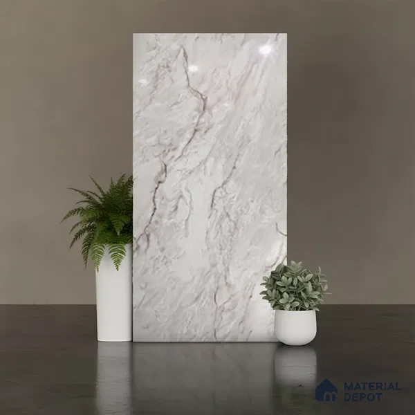 Marble Look Wall & Floor Tile TL 10331 Selestin White 4 ft x 2 ft Vitrified Glossy Finish - 9 mm