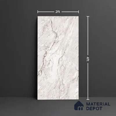 Marble Look Wall & Floor Tile TL 10331 Selestin White 4 ft x 2 ft Vitrified Glossy Finish - 9 mm