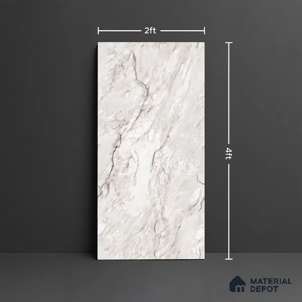Marble Look Wall & Floor Tile TL 10331 Selestin White 4 ft x 2 ft Vitrified Glossy Finish - 9 mm
