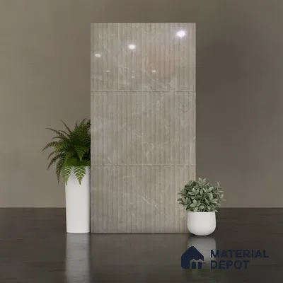 Punch Look Wall Tile TL 08115 B Lublin Taupe Decor 4 ft x 2 ft Vitrified Glossy Finish - 9 mm | Random 6