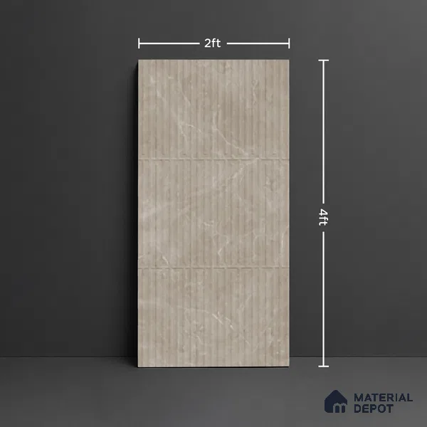 Punch Look Wall Tile TL 08115 B Lublin Taupe Decor 4 ft x 2 ft Vitrified Glossy Finish - 9 mm | Random 6