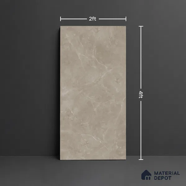 Marble Look Floor,Wall Tile TL 08115 C CV Lublin Taupe 4 ft x 2 ft Vitrified Matte Finish - 9 mm | Random 6