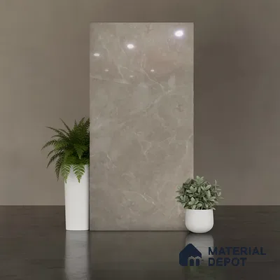 Marble Look Floor & Wall Tile TL 08115 Lublin Taupe 4 ft x 2 ft Vitrified Glossy Finish - 9 mm | Random 6