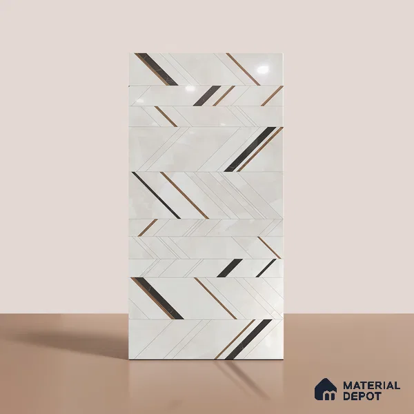 Patterned Look Floor & Wall Tile TL 08128 B Jennifer Bianco Decor 4 ft x 2 ft Vitrified Glossy Finish - 9 mm