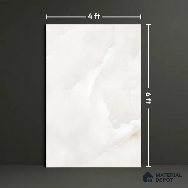Marble Look Floor & Wall Tile TL 08128 C Jennifer Bianco 6 ft x 4 ft Vitrified Glossy Finish - 9 mm | Random 12 | Adhesive and Spacers Must be Used During Installation