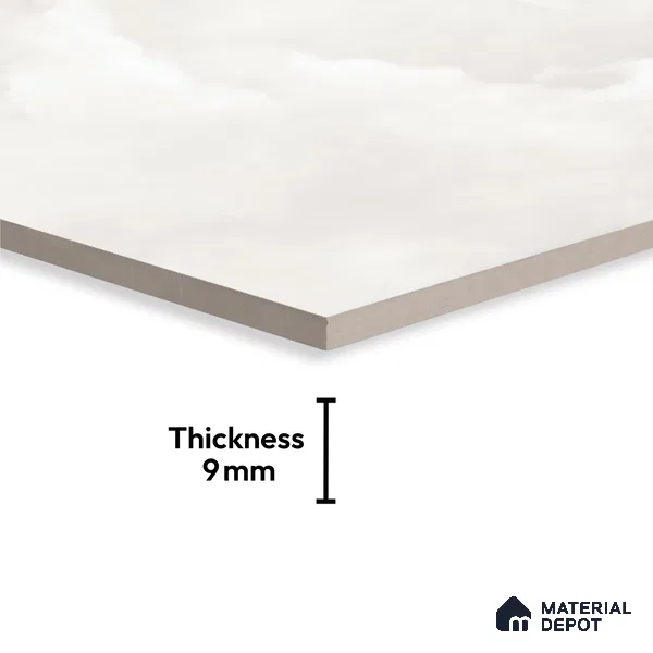Marble Look Floor & Wall Tile TL 08128 C Jennifer Bianco 6 ft x 4 ft Vitrified Glossy Finish - 9 mm | Random 12 | Adhesive and Spacers Must be Used During Installation