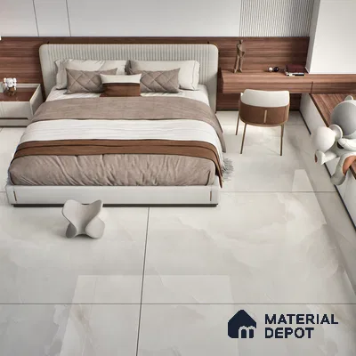 Marble Look Floor & Wall Tile TL 08128 C Jennifer Bianco 6 ft x 4 ft Vitrified Glossy Finish - 9 mm | Random 12 | Adhesive and Spacers Must be Used During Installation