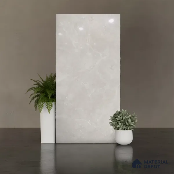 Marble Look Floor & Wall Tile TL 08113 Lublin Blanco 4 ft x 2 ft Vitrified Glossy Finish - 9 mm | Random 6
