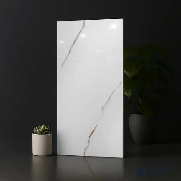 Marble Tile TL 10272 Statuario Redous 4 ft x 2 ft Vitrified Glossy Finish - 9 mm