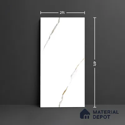 Marble Tile TL 10272 Statuario Redous 4 ft x 2 ft Vitrified Glossy Finish - 9 mm