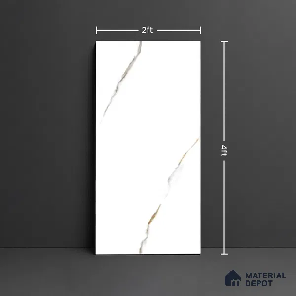 Marble Tile TL 10272 Statuario Redous 4 ft x 2 ft Vitrified Glossy Finish - 9 mm