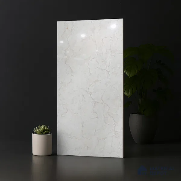 Marble Look Wall & Floor Tile TL 10328 B Fossil Bianco 4 ft x 2 ft Vitrified Glossy Finish - 9 mm
