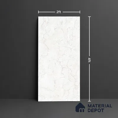 Marble Look Wall & Floor Tile TL 10328 B Fossil Bianco 4 ft x 2 ft Vitrified Glossy Finish - 9 mm