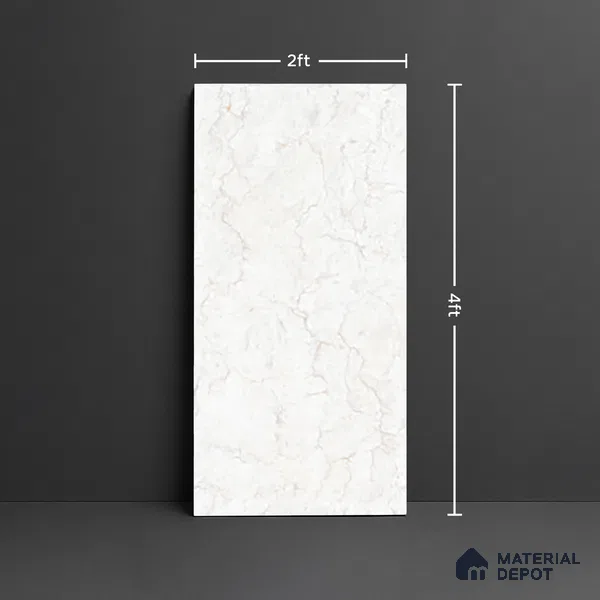 Marble Look Wall & Floor Tile TL 10328 B Fossil Bianco 4 ft x 2 ft Vitrified Glossy Finish - 9 mm