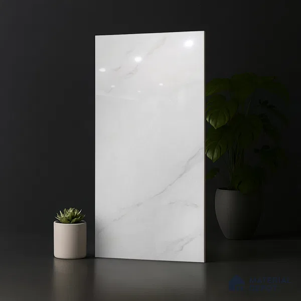 Marble Look Floor & Wall Tile TL 08090 Calacatta Michael 4 ft x 2 ft Vitrified Glossy Finish - 9 mm