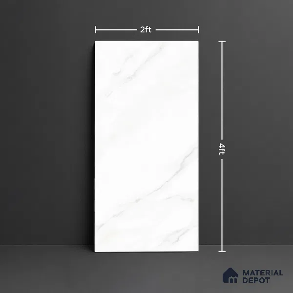 Marble Look Floor & Wall Tile TL 08090 Calacatta Michael 4 ft x 2 ft Vitrified Glossy Finish - 9 mm