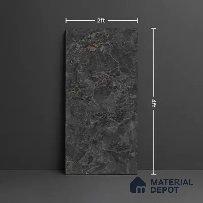 Marble Look Wall & Floor Tile TL 10329 Nova Black 4 ft x 2 ft Vitrified Glossy Finish - 9 mm