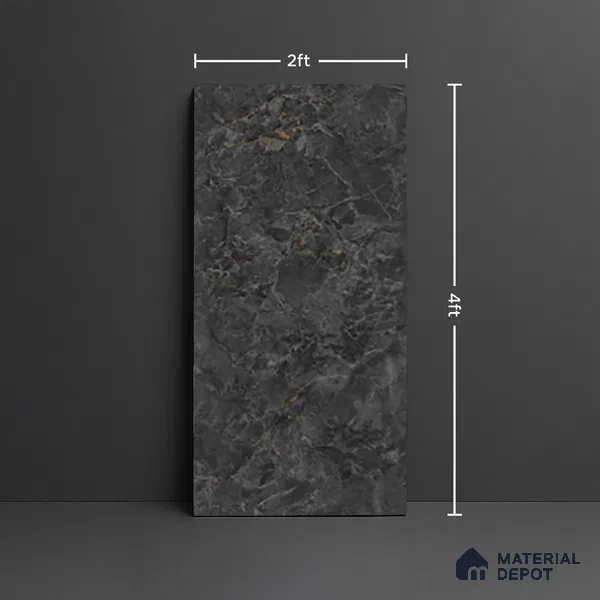 Marble Look Wall & Floor Tile TL 10329 Nova Black 4 ft x 2 ft Vitrified Glossy Finish - 9 mm