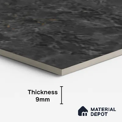 Marble Look Wall & Floor Tile TL 10329 Nova Black 4 ft x 2 ft Vitrified Glossy Finish - 9 mm