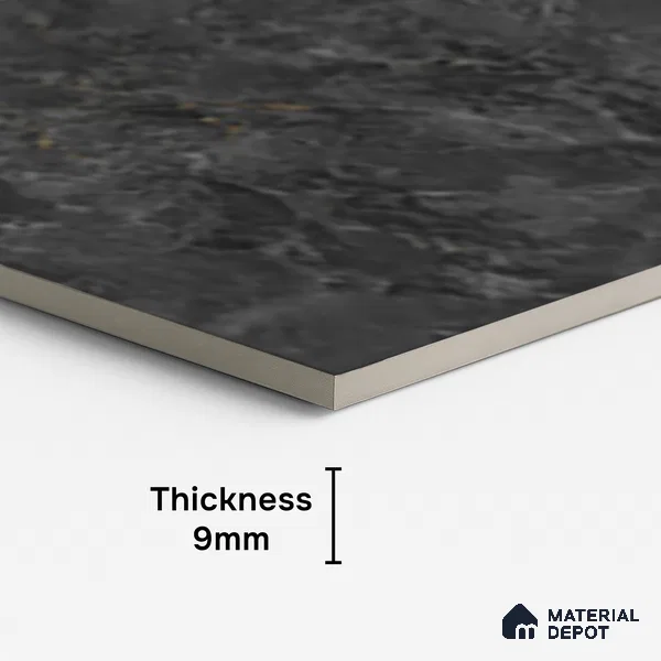 Marble Look Wall & Floor Tile TL 10329 Nova Black 4 ft x 2 ft Vitrified Glossy Finish - 9 mm