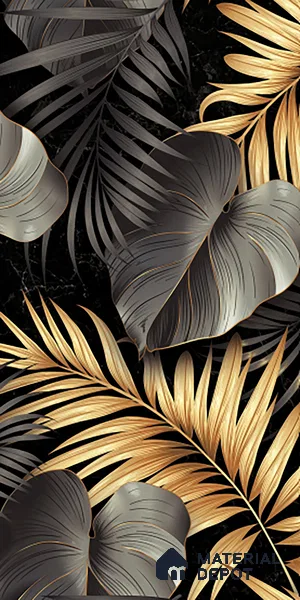 Tropical Wall Tile TL 08129 B Monzon Black Decor B 4 ft x 2 ft Vitrified Glossy Finish - 9 mm | 2 Random Design | Suitable for Bathroom, Accent/Feature Wall, Basin Area