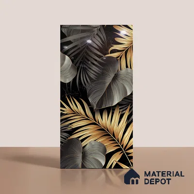 Tropical Wall Tile TL 08129 B Monzon Black Decor B 4 ft x 2 ft Vitrified Glossy Finish - 9 mm | 2 Random Design | Suitable for Bathroom, Accent/Feature Wall, Basin Area