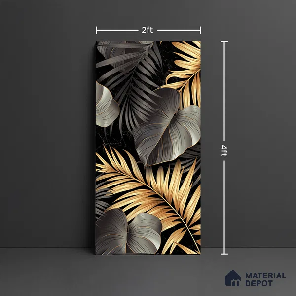 Tropical Wall Tile TL 08129 B Monzon Black Decor B 4 ft x 2 ft Vitrified Glossy Finish - 9 mm | 2 Random Design | Suitable for Bathroom, Accent/Feature Wall, Basin Area