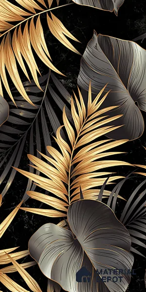 Tropical Wall Tile TL 08129 Monzon Black Decor A 4 ft x 2 ft Vitrified Glossy Finish - 9 mm | 2 Random Design | Suitable for Bathroom, Accent/Feature Wall, Basin Area