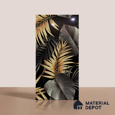 Tropical Wall Tile TL 08129 Monzon Black Decor A 4 ft x 2 ft Vitrified Glossy Finish - 9 mm | 2 Random Design | Suitable for Bathroom, Accent/Feature Wall, Basin Area