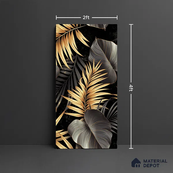 Tropical Wall Tile TL 08129 Monzon Black Decor A 4 ft x 2 ft Vitrified Glossy Finish - 9 mm | 2 Random Design | Suitable for Bathroom, Accent/Feature Wall, Basin Area