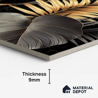 Tropical Wall Tile TL 08129 Monzon Black Decor A 4 ft x 2 ft Vitrified Glossy Finish - 9 mm | 2 Random Design | Suitable for Bathroom, Accent/Feature Wall, Basin Area
